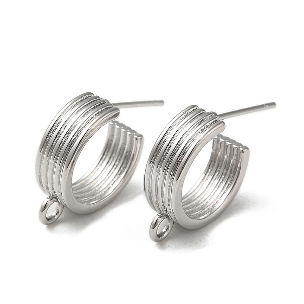 

PandaHall Brass Ring Stud Earring Finding, Half Hoop Earrings with Loops, Real Platinum Plated, 15x18x5mm, Hole: 1.8mm, Pin: 10x0.8mm Brass...