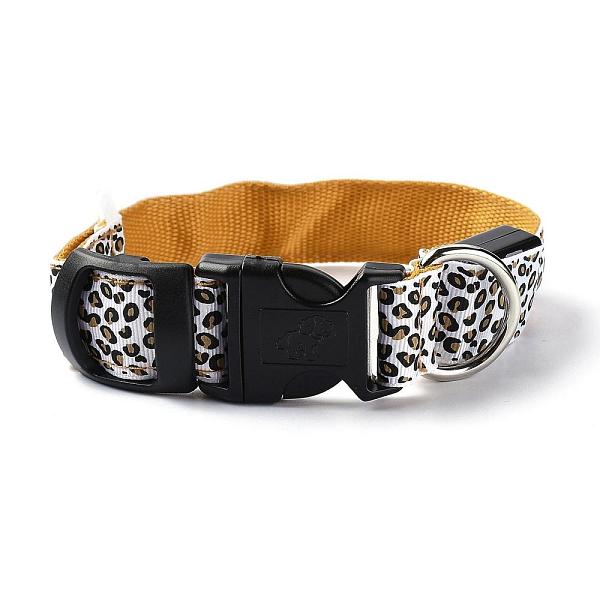 

PandaHall Adjustable Polyester LED Dog Collar, with Water Resistant Flashing Light and Plastic Buckle, Built-in Battery, Leopard Print..., Gold