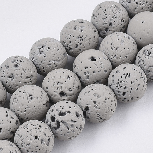 

PandaHall Spray Painted Natural Lava Rock Beads Strands, Round, Gray, 8~9mm, Hole: 0.7mm, about 47~48pcs/Strand, 15.75 inch(40cm) Lava Rock...