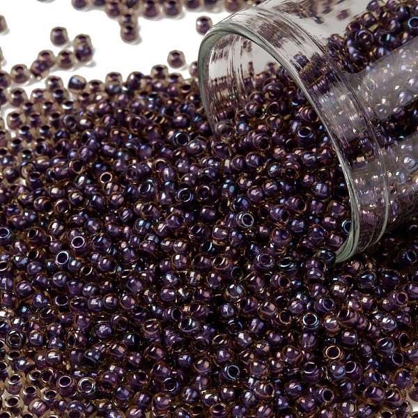 

PandaHall TOHO Round Seed Beads, Japanese Seed Beads, (927) Mauve Lined Light Topaz, 11/0, 2.2mm, Hole: 0.8mm, about 50000pcs/pound Glass..., Brown