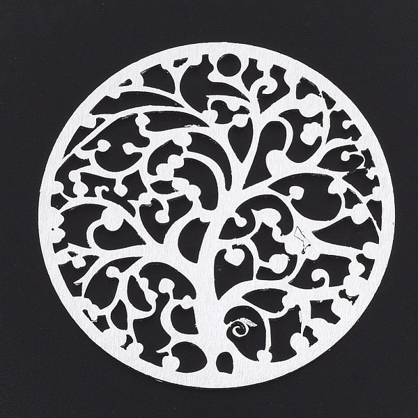 

PandaHall Aluminium Big Pendants, Laser Cut Big Pendants, Flat Round with Tree of Life, Silver Color Plated, 50x1mm, Hole: 3mm Aluminum Flat...