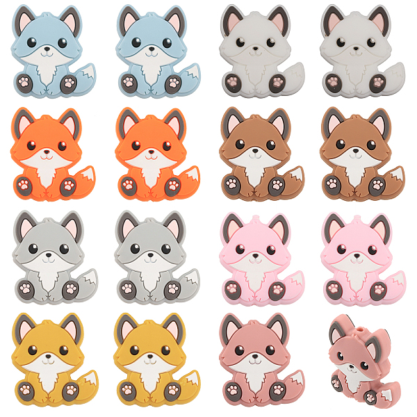 

PandaHall CHGCRAFT 16Pcs 8 Colors Fox Food Grade Eco-Friendly Silicone Beads, Chewing Beads For Teethers, DIY Nursing Necklaces Making..., Multicolor