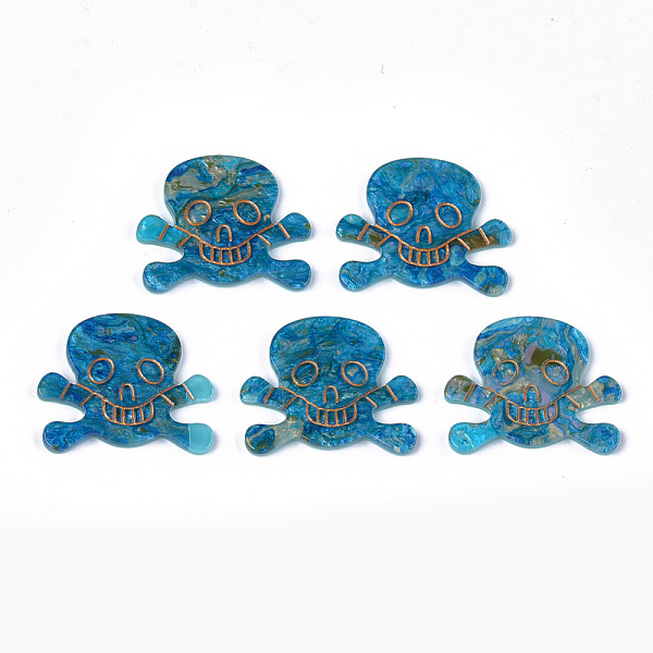 

PandaHall Cellulose Acetate(Resin) Pendants, Skull, Deep Sky Blue, 29.5x35x2.5mm, Hole: 1.2mm Cellulose Acetate Skull Blue