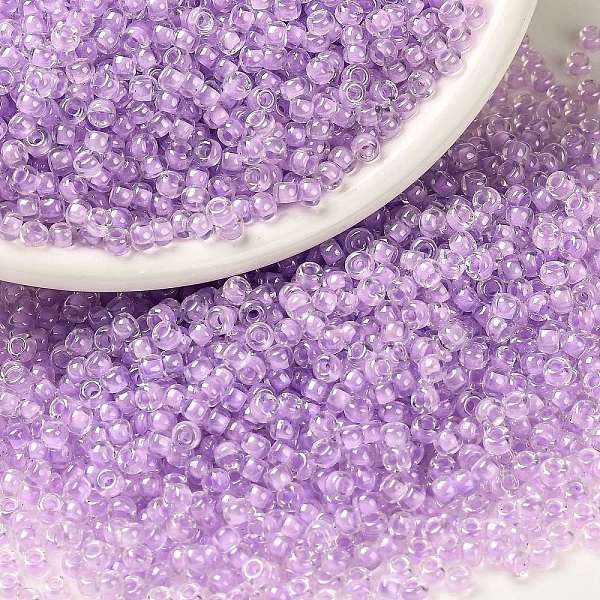 

PandaHall MIYUKI Round Rocailles Beads, Japanese Seed Beads, (RR222) Orchid Lined Crystal, 8/0, 3mm, Hole: 1mm, about 2111~2277pcs/50g Glass..., Purple