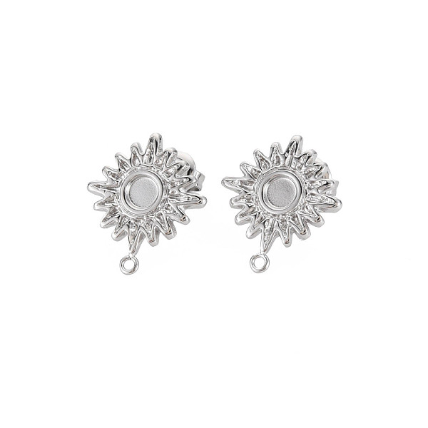 

PandaHall 304 Stainless Steel Stud Earring Findings, Earring Setting for Enamel, with Ear Nuts and Loop, Sun, Stainless Steel Color...