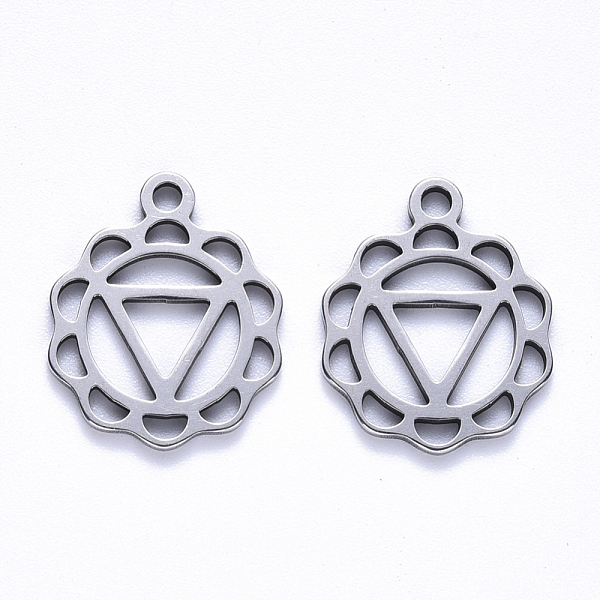 

PandaHall 304 Stainless Steel Pendants, Chakra, Manipura, 17.5x14x1mm, Hole: 1.6mm 304 Stainless Steel Manipura