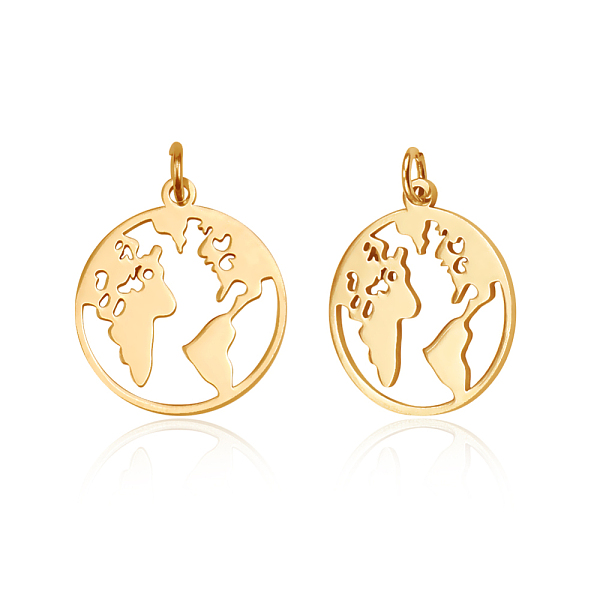 

PandaHall 201 Stainless Steel Pendants, Ring with Map, Golden, 20x17.5x1mm, Hole: 3mm 201 Stainless Steel Ring