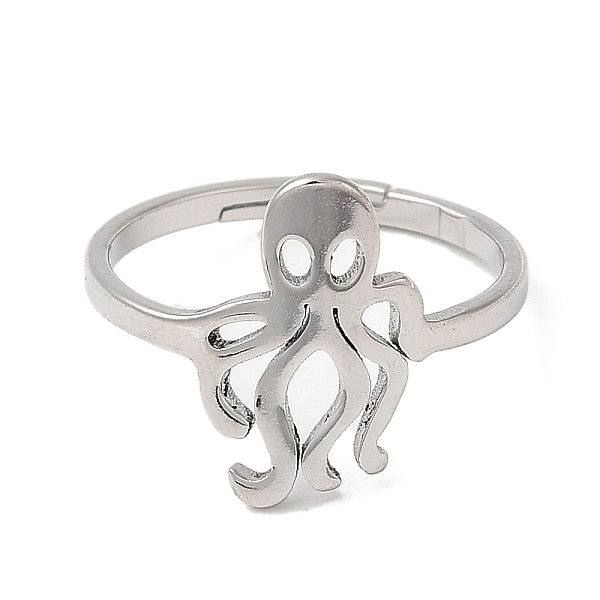 

PandaHall 304 Stainless Steel Adjustable Rings, Octopus, Stainless Steel Color, US Size 6 1/4(16.7mm) 304 Stainless Steel Octopus