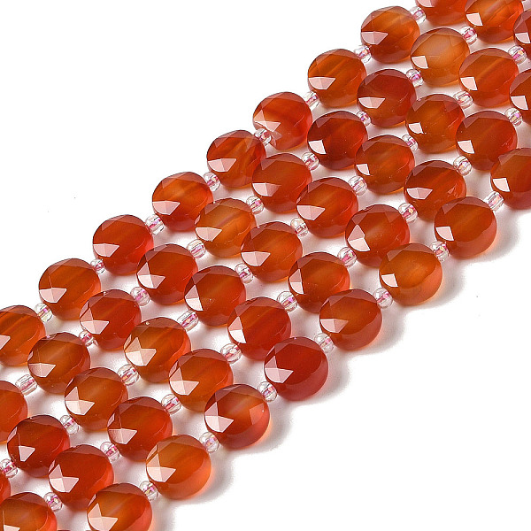 

PandaHall Natural Carnelian Bead Strands, Faceted Hexagon Cut Coin Beads, Flat Round, 10~10.5x10.5~11x5.5~6mm, Hole: 1mm, about 29pcs/strand...