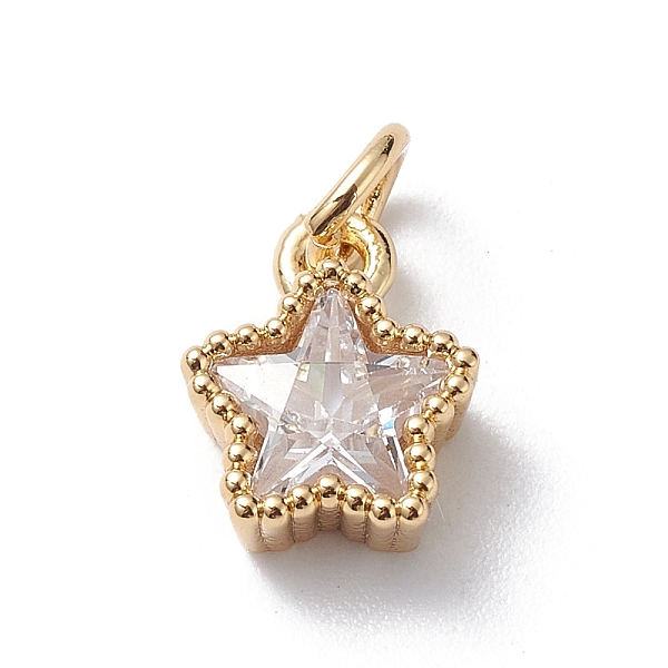 

PandaHall Rack Plating Brass Micro Pave Cubic Zirconia Charms, Long-Lasting Plated, Cadmium & Lead Free, Star Charm, with Jump Ring, Real..., Clear