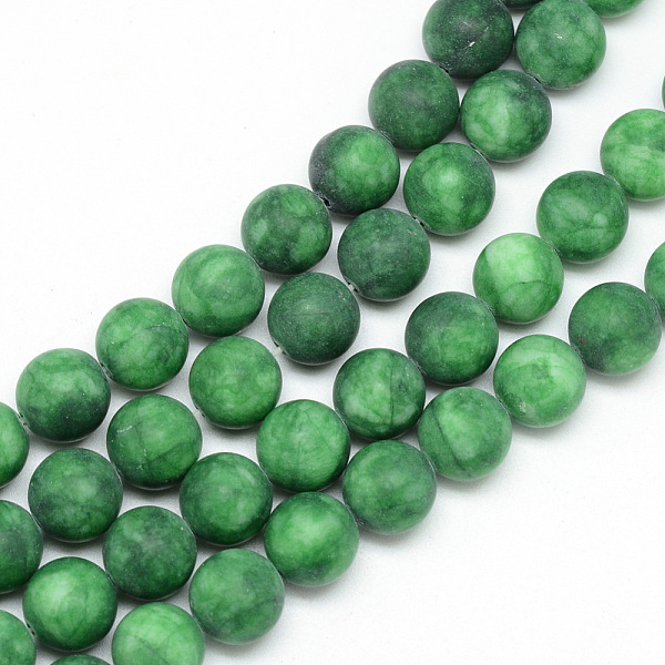 

PandaHall Natural White Jade Bead Strands, Dyed, Frosted, Round, Green, 10~11mm, Hole: 1.5mm, about 38~39pcs/strand, 14.9 inch White Jade...