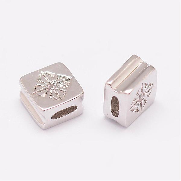 

PandaHall Brass Micro Pave Cubic Zirconia Beads, Square, Lead Free & Nickel Free & Cadmium Free, Clear, Platinum, 6x6x3mm, Hole: 1x3mm...