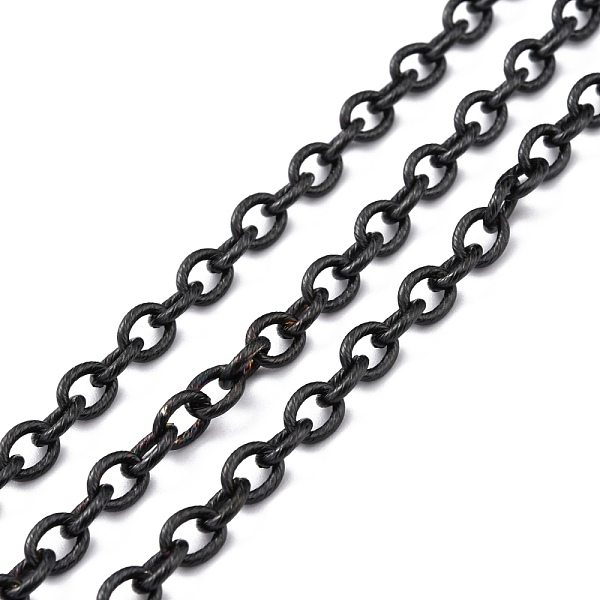 

PandaHall 304 Stainless Steel Textured Cable Chains, Unwelded, with Spool, Electrophoresis Black, 8x6x1.3mm, 32.8 Feet(10m)/roll 304...