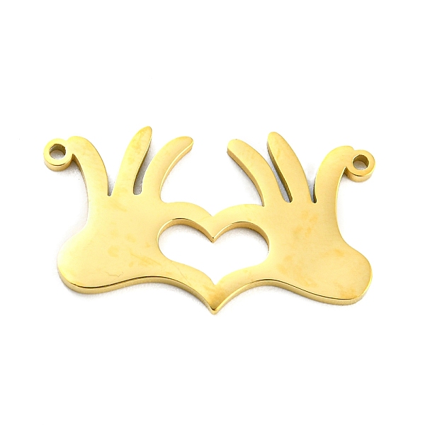 

PandaHall 304 Stainless Steel Pendants, Laser Cut, Hand with Heart Charm, Golden, 15x26x1mm, Hole: 1.2mm 304 Stainless Steel Palm