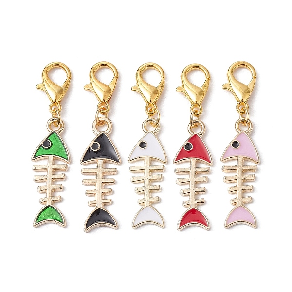 

PandaHall Alloy Enamel Fishbone Pendant Decorations, with Zinc Alloy Lobster Claw Clasps, Mixed Color, 32mm Alloy+Enamel Others Multicolor