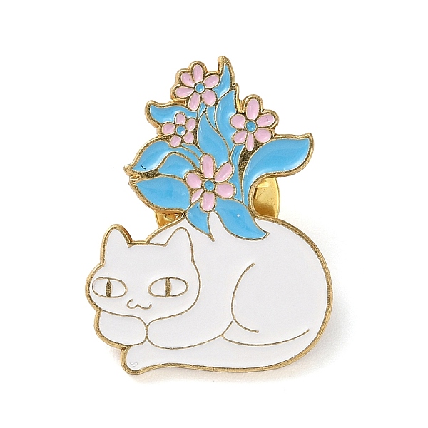 

PandaHall Cartoon Yoga Cat & Flower Enamel Pins, Golden Zinc Alloy Brooches for Women, White, 28x22x1.8mm Alloy+Enamel Cat Shape White