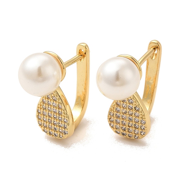 

PandaHall Teardrop Rack Plating Brass Micro Pave Cubic Zirconia Stud Earring for Women, with Plastic Bead, Long-Lasting Plated, Cadmium Free..., Clear