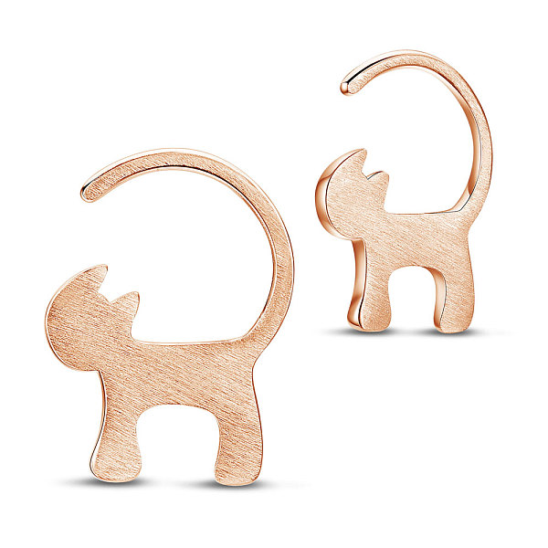 

PandaHall SHEGRACE 925 Sterling Silver Kitten Hook Earrings, Cat Silhouette, Rose Gold, 15x10mm Sterling Silver