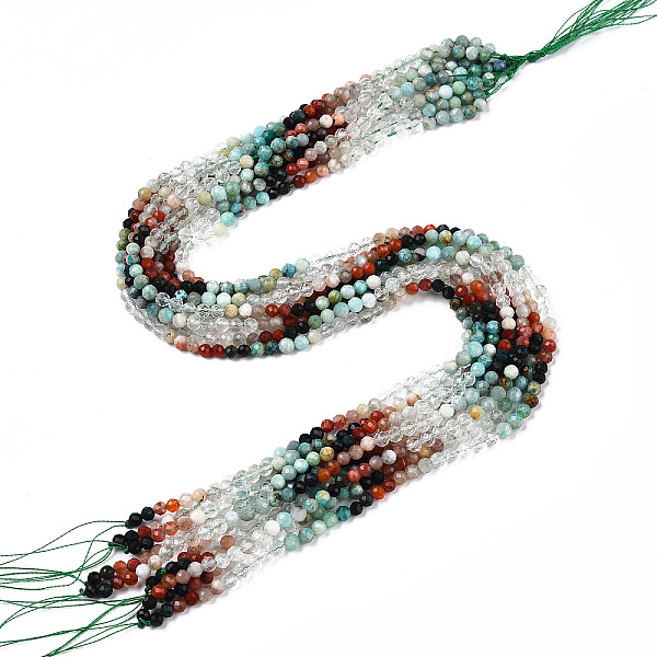 

PandaHall Natural Mixed Gemstone Beads Strands, Round Beads, Faceted, 4x4mm, Hole: 0.6mm, about 104~108pcs/strand, 15.35''~15.75''(39~40cm)...