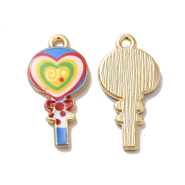 

PandaHall Alloy Enamel Pendants, Golden, Heart Lollipop Charm, Blue, 24x12x2mm, Hole: 1.5mm Alloy+Enamel Lollipop Blue