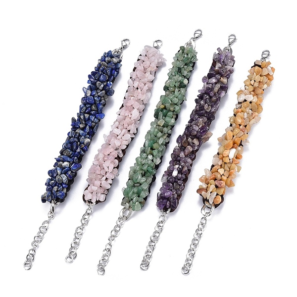 

PandaHall Natural Chip Mixed Stone Bracelets, with Nylon Cord and 304 Stainless Steel Findings, 6-3/4~7-5/8 inch(17~19.5cm) Mixed Stone..., Multicolor