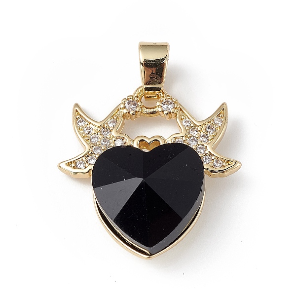 

PandaHall Real 18K Gold Plated Rack Plating Brass Micro Pave Cubic Zirconia Pendants, with Glass, Long-Lasting Plated, Cadmium Free & Lead..., Black