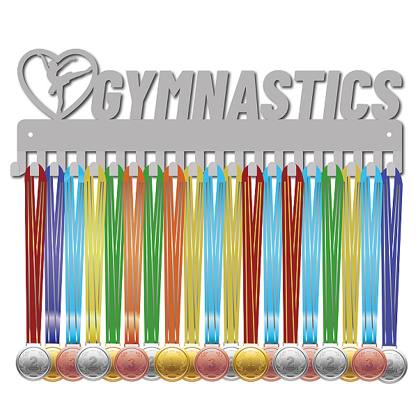 

PandaHall Fashion Iron Medal Hanger Holder Display Wall Rack, 20 Hooks, with Screws, Word Gymnastics, Player Pattern, 128x400mm Iron Human