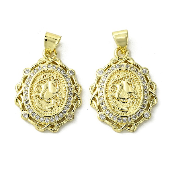 

PandaHall Brass Micro Pave Cubic Zirconia Pendants, Real 18K Gold Plated, Oval, 22.5x17x3.5mm, Hole: 4x3mm Brass+Cubic Zirconia Oval Clear
