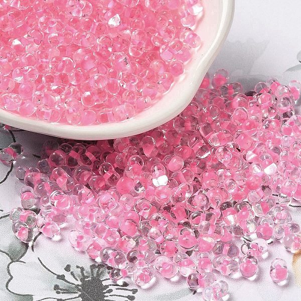 

PandaHall Glass Seed Beads, Peanut, Hot Pink, 5.5~6x3~3.5x3mm, Hole: 1~1.2mm, about 4000pcs/pound Glass Peanut