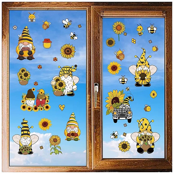 

PandaHall CRASPIRE 8 Styles Gnome Bee Window Decals Cute Sunflower Dwarf Stickers Wall Clings Peel and Stick PVC Waterproof Self Adhesive...