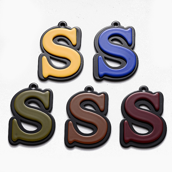 

PandaHall Cellulose Acetate(Resin) Pendants, Mixed Letters, Mixed Color, 36.5~38x27~32x4~5mm, Hole: 1.5~2mm Cellulose Acetate Letter S..., Multicolor
