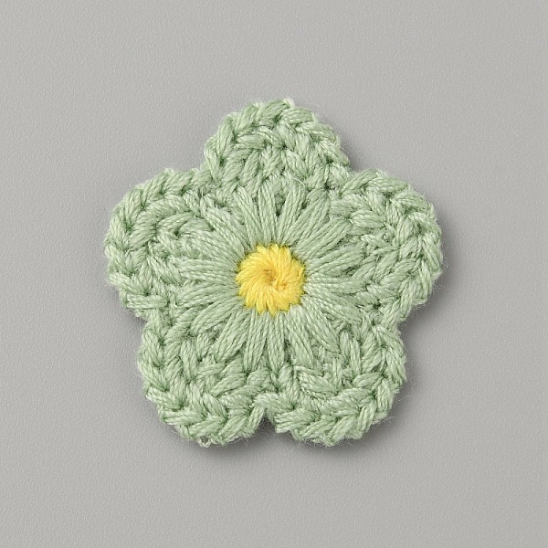 

PandaHall Two Tone Polyester Knitted Ornament Accessories, for DIY Sewing Crafts, Flower, Dark Sea Green, 25~26x26~27x2mm Polyester Flower