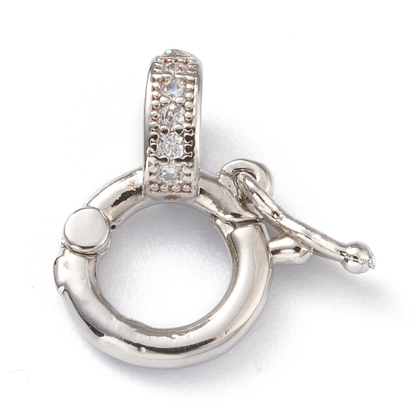 

PandaHall Brass Micro Pave Clear Cubic Zirconia Twister Clasps, Long-Lasting Plated, Ring, Real Platinum Plated, 14x11x2mm, Hole: 4x3mm...