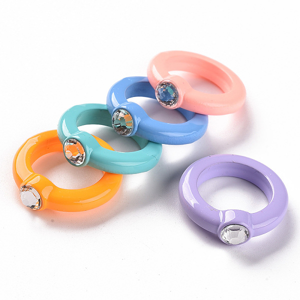 

PandaHall Opaque Acrylic Finger Rings, Mixed Color, US Size 7 1/2(17.7mm) Acrylic Multicolor