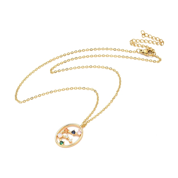 

PandaHall Colorful Cubic Zirconia Constellation Pendant Necklace, Golden 304 Stainless Steel Jewelry for Women, Aquarius, 15.75 inch(40cm)...