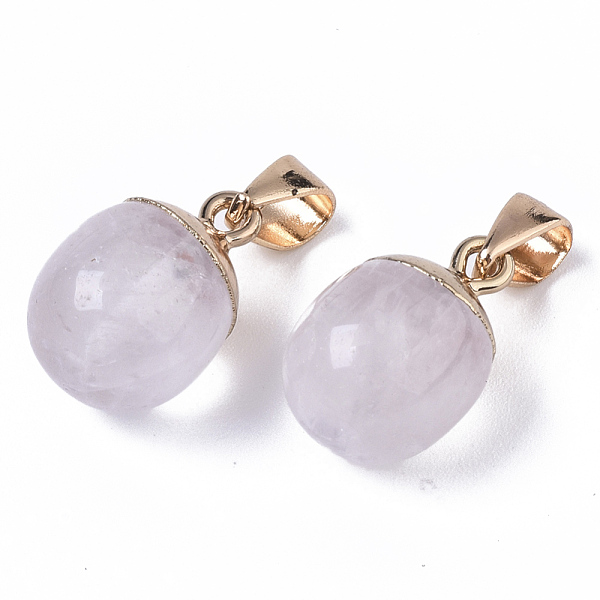 

PandaHall Top Golden Plated Natural Quartz Crystal Pendants, with Iron Snap on Bails & Loop, Barrel, 17~19x11.5~12.5mm, Hole: 4x6mm Quartz...