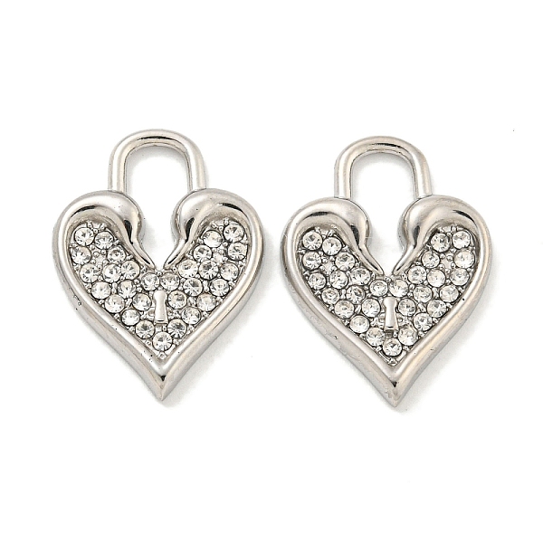 

PandaHall 304 Stainless Steel Pendants, with Crystal Rhinestone, Heart Lock Charms, Stainless Steel Color, 18.5x14x2.4mm, Hole: 3.8x8mm..., Clear