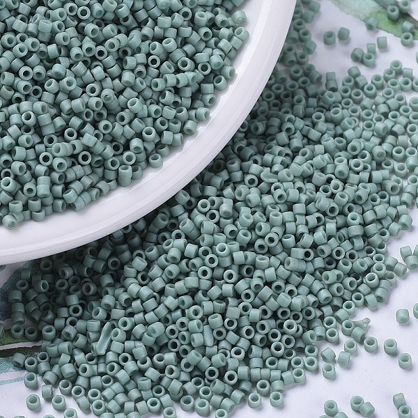 

PandaHall MIYUKI Delica Beads, Cylinder, Japanese Seed Beads, 11/0, (DB0374) Matte Opaque Sea Foam Luster, 1.3x1.6mm, Hole: 0.8mm, about..., Cyan