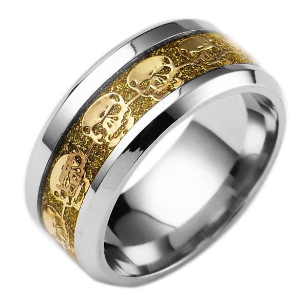 

PandaHall 201 Stainless Steel Wide Band Finger Rings, Skull, Size 9, Gold, 19mm 201 Stainless Steel Gold