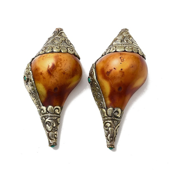 

PandaHall Conch Brass Ornaments, with Synthetic Turquoise and Beeswax, for Home Display Decorations, Antique Bronze...