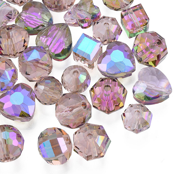 

PandaHall Transparent Glass Beads, AB Color, Faceted, Mixed Shapes, Flamingo, 7~10x7~10x5~9.5mm, Hole: 1~1.5mm Glass Mixed Shapes Pink