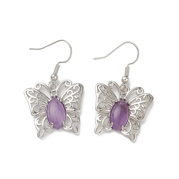 

PandaHall Natural Amethyst Butterfly Dangle Earrings for Women, Platinum Brass Jewelry for Women, Cadmium Free & Lead Free, 38mm, Pin: 0.6mm...