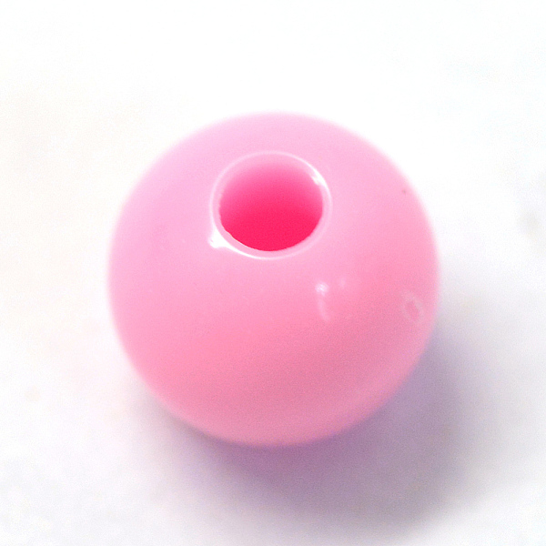 

PandaHall Opaque Acrylic Beads, Round, Hot Pink, 6x5.5mm, Hole: 2mm, about 3784pcs/44g Acrylic Round Pink