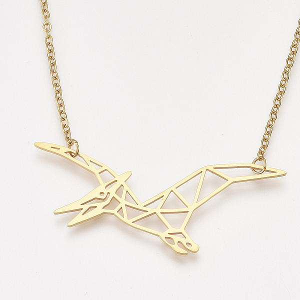 

PandaHall 201 Stainless Steel Pendant Necklaces, with Cable Chains, Pterosaur, Golden, 18.1 inch(46cm), 2mm, Pterosaur: 22.5x55.5x1mm 201...
