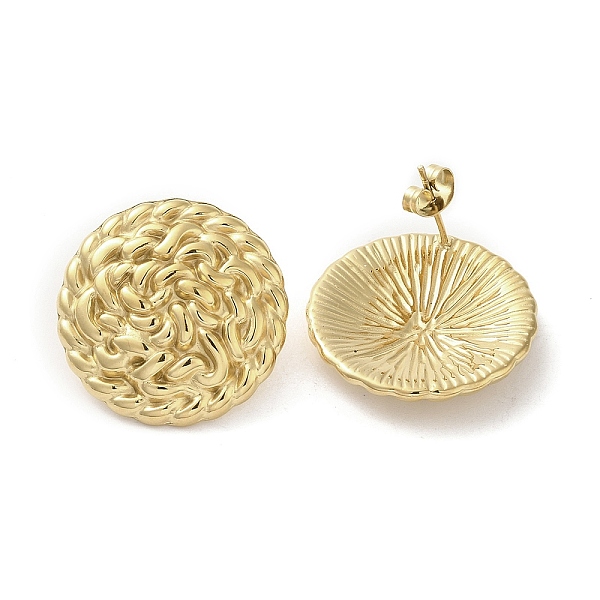 

PandaHall 304 Stainless Steel Studs Earrings, Jewely for Women, Round, Real 18K Gold Plated, 24.5x25mm 304 Stainless Steel Round