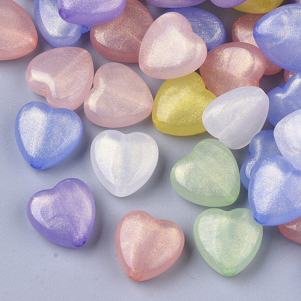 

PandaHall Transparent Acrylic Beads, Glitter Beads, Heart, Mixed Color, 14x14x7mm, Hole: 1.8mm Acrylic Heart Multicolor