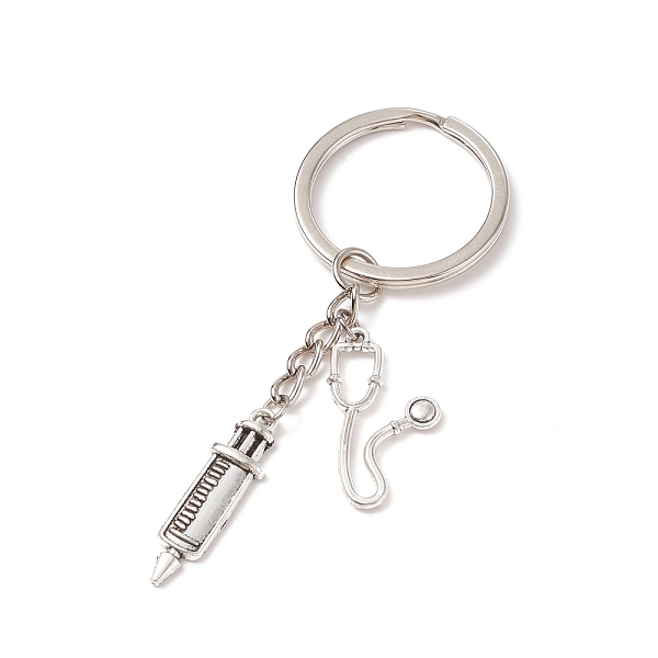 

PandaHall Alloy Echometer with Injector Pendant Keychains, with Iron Split Key Rings, Antique Silver, 8.4cm Alloy Medical Theme