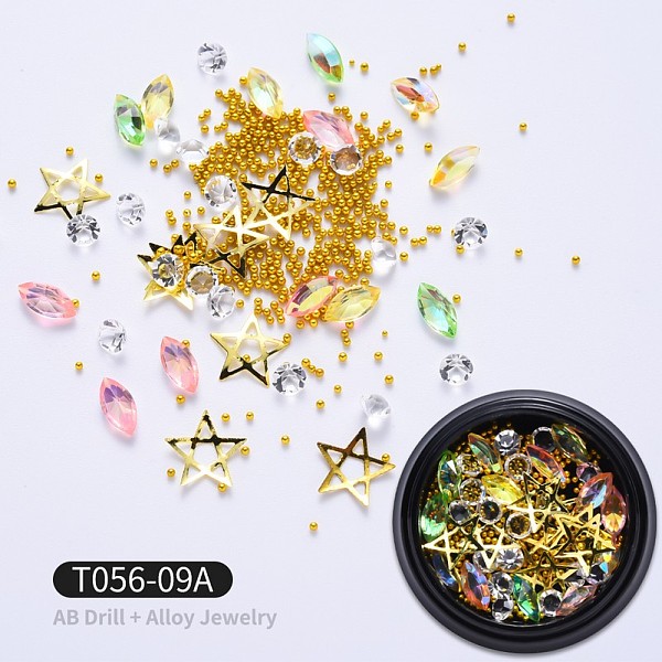 

PandaHall Pointed Back Resin Rhinestone Cabochons, with Alloy Findings, Nail Art Decoration Accessories, Horse Eye, Golden, Colorful..., Clear