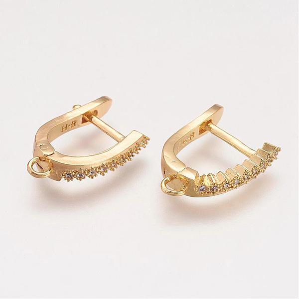 

PandaHall Brass Micro Pave Cubic Zirconia Hoop Earring Findings with Latch Back Closure, Real 18K Gold Plated, 20x13.5x4mm, Hole: 1.5mm, pin...