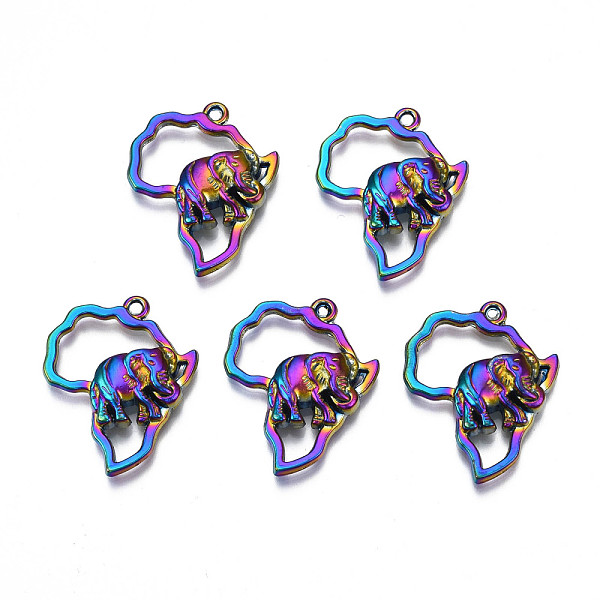 

PandaHall Rack Plating Rainbow Color Alloy Pendants, Cadmium Free & Nickel Free & Lead Free, Elephant, 29x24x5mm, Hole: 1.6~1.8mm Alloy...
